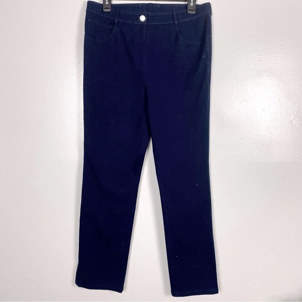 St John Navy Blue stretch denim straight leg sz 6